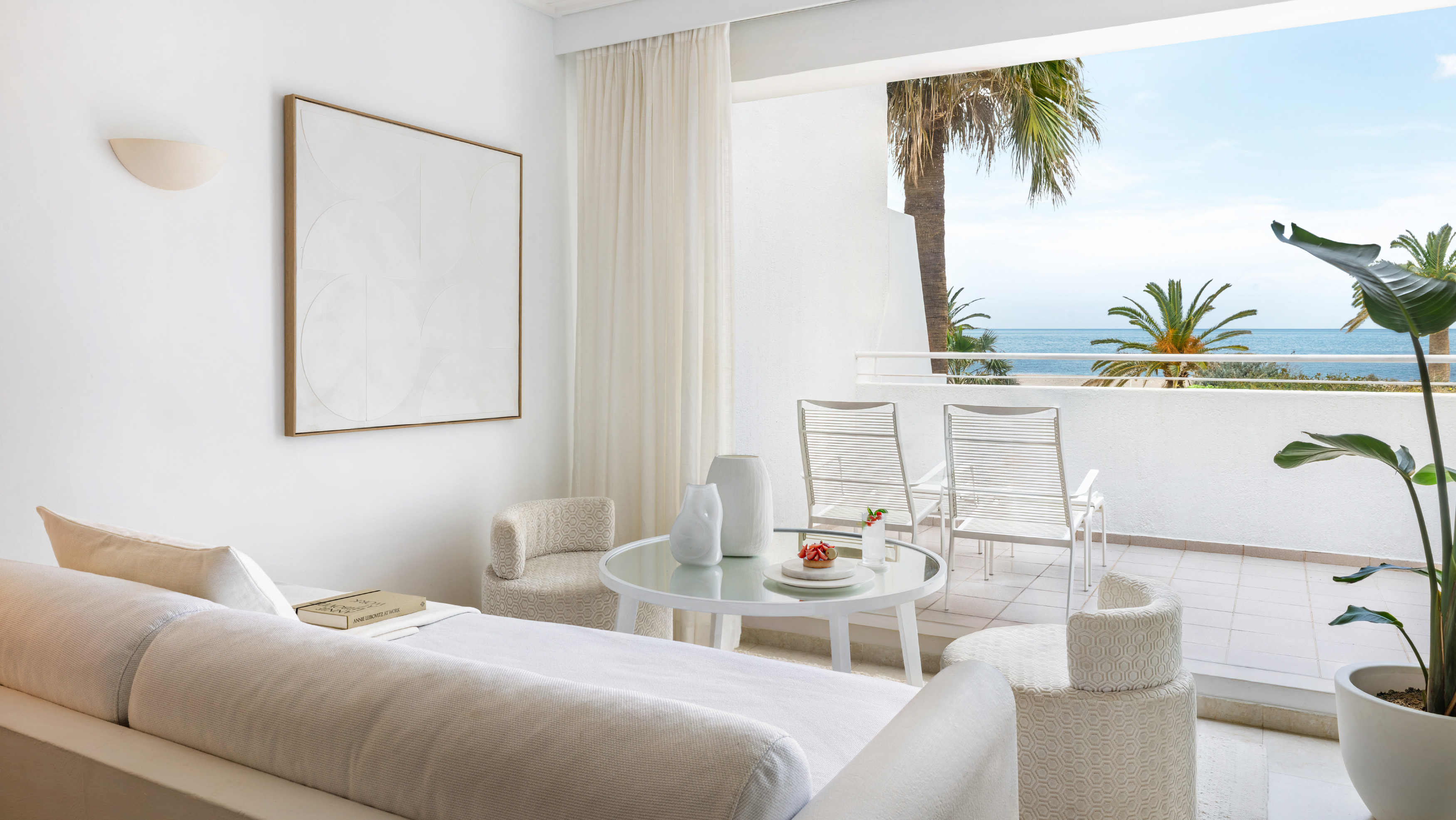 Sea view bungalow room at Grecotel Creta Palace in Rethymno, Crete