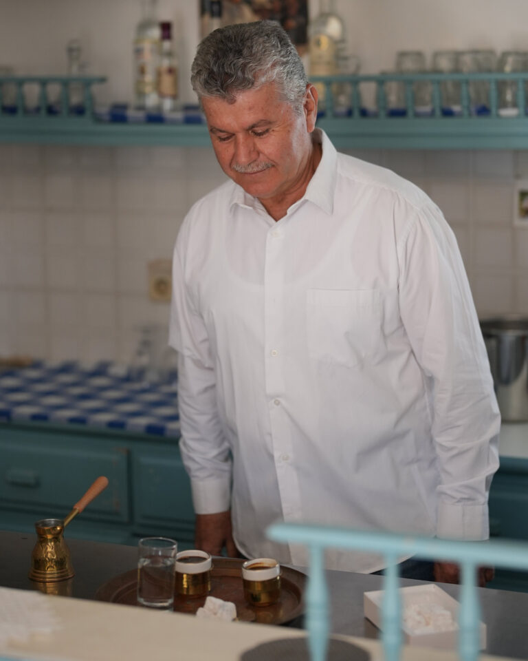 Traditional Greek kafeneion setting at Grecotel Creta Palace