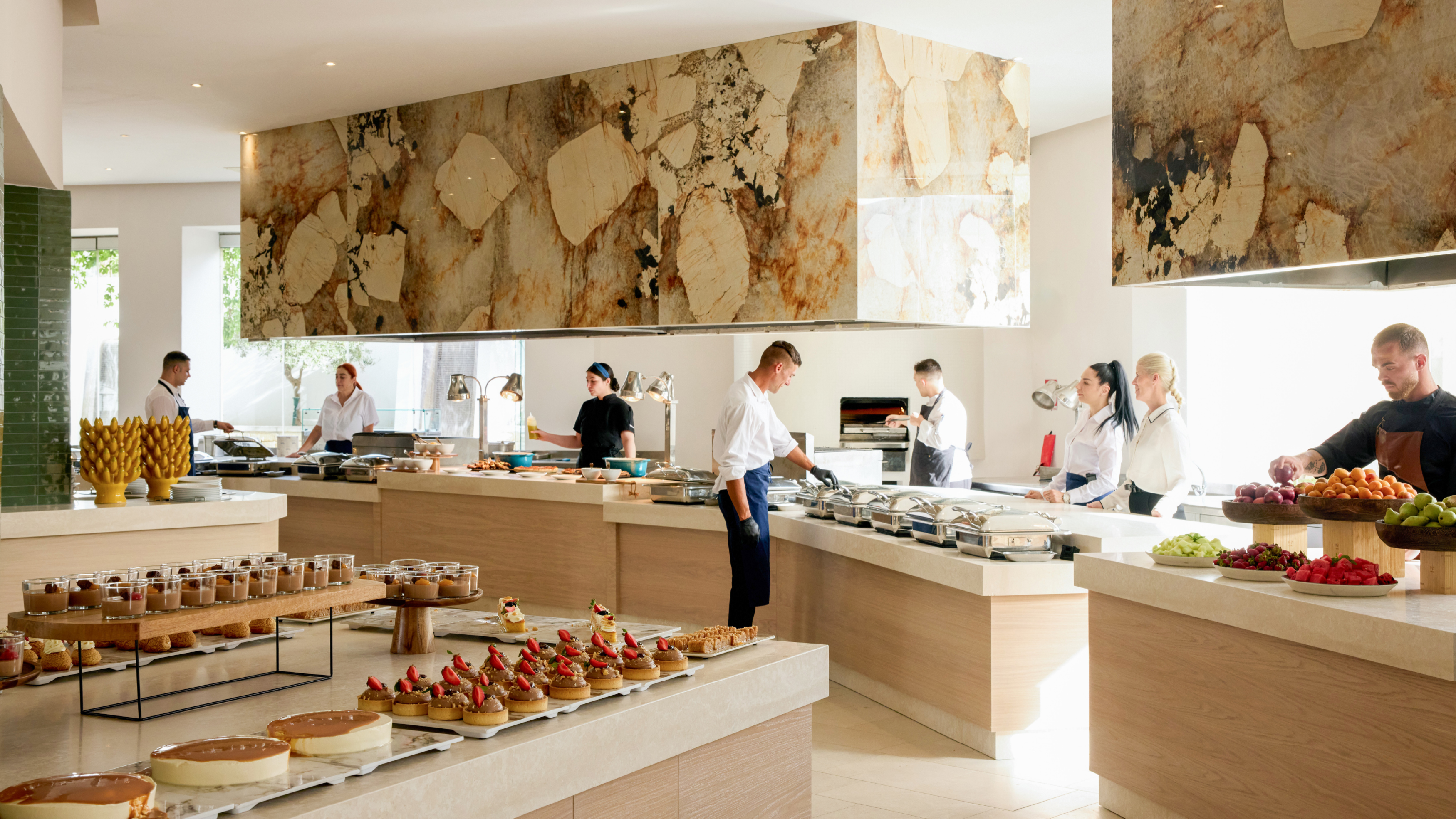 Labyrinth Atrium restaurant Mediterranean dining at Grecotel Creta Palace
