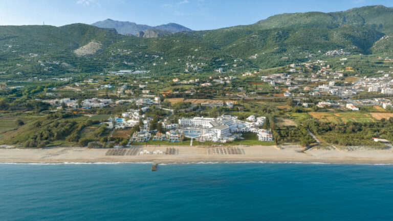 Panoramic resort view and sea landscape at Grecotel Creta Palace