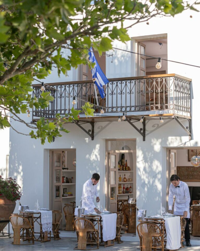 Village Quartier at Grecotel Creta Palace with traditional-inspired architecture, shops and outdoor spaces.