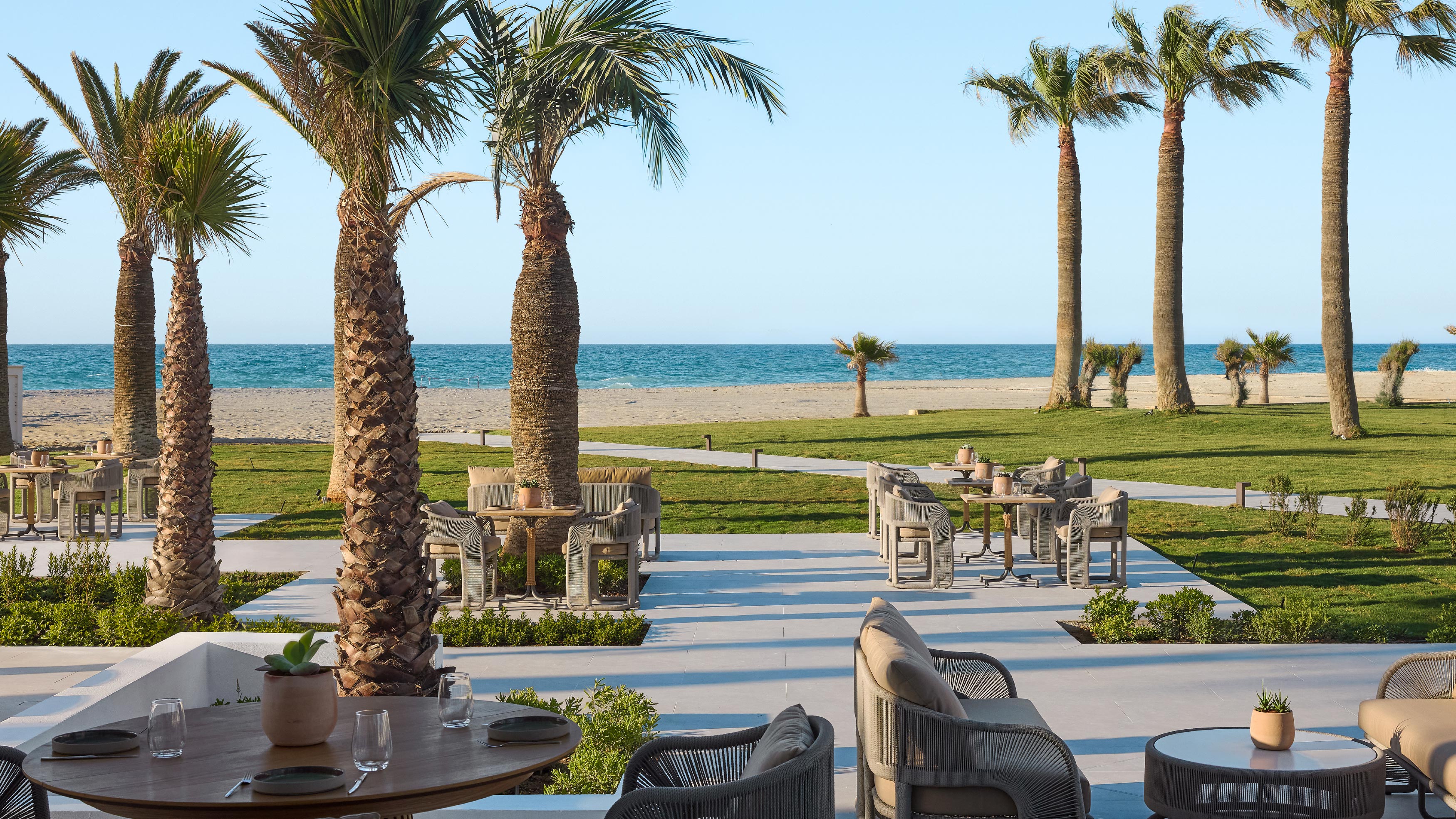 Brasserie Ariadne restaurant at Grecotel Creta Palace overlooking the sea