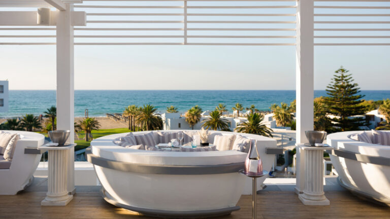 Sky bar rooftop cocktails lounge at Grecotel Creta Palace