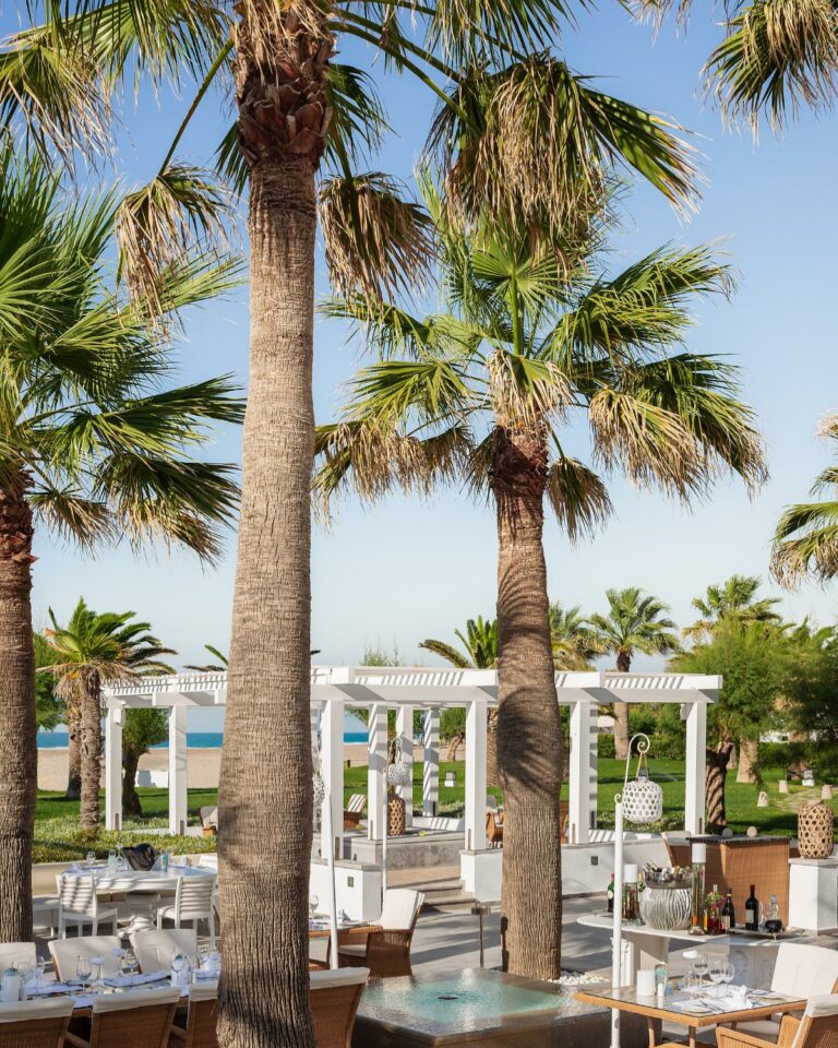 Interior dining area of Pavilions restaurant at Grecotel Creta Palace