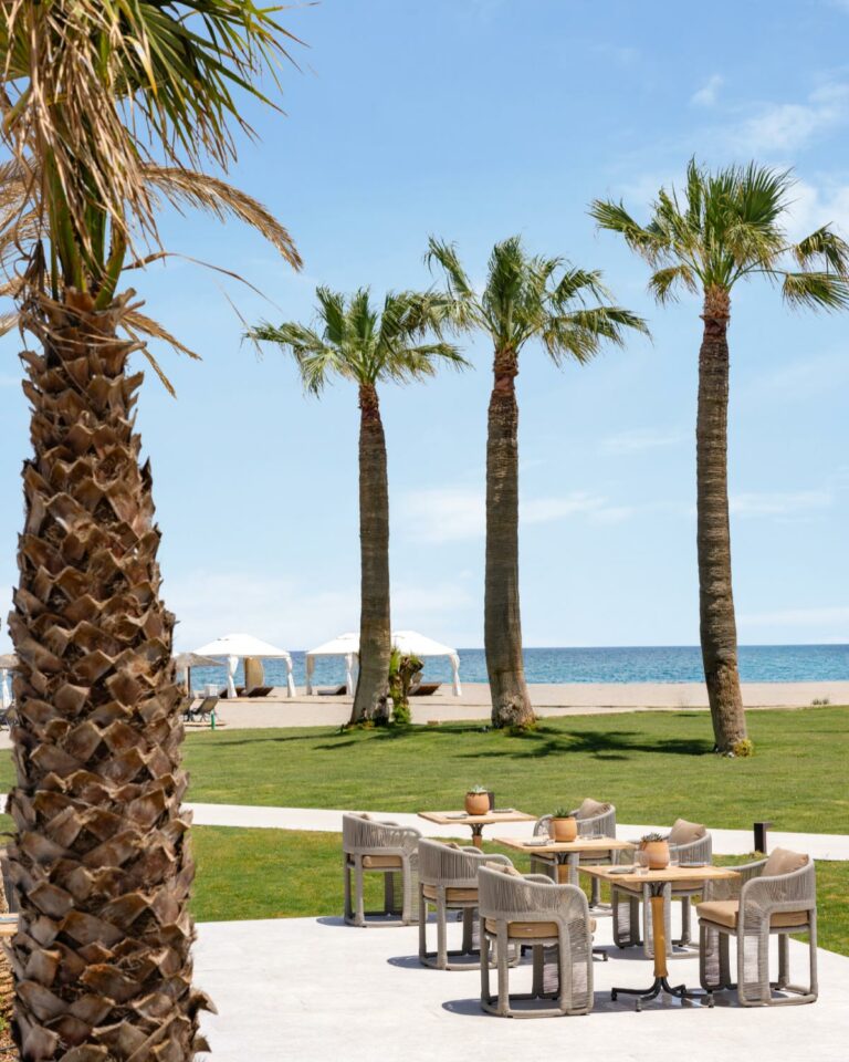 Sunny dining scene at La Trattoria restaurant, Creta Palace