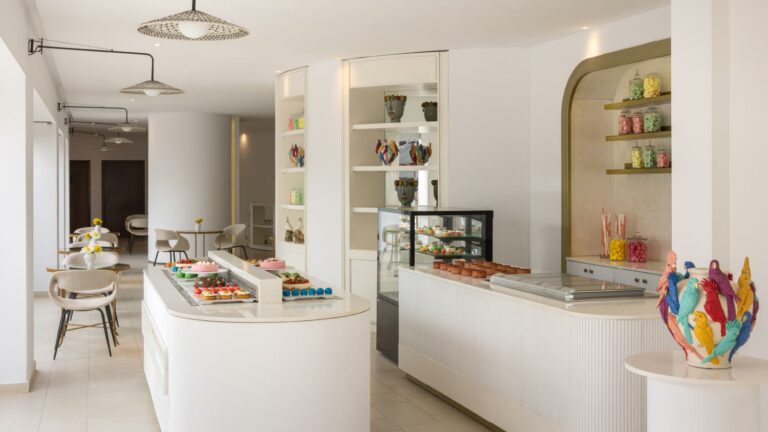 Fresh pastries and desserts at the Patisserie in Labyrinth Restaurant at Creta Palace