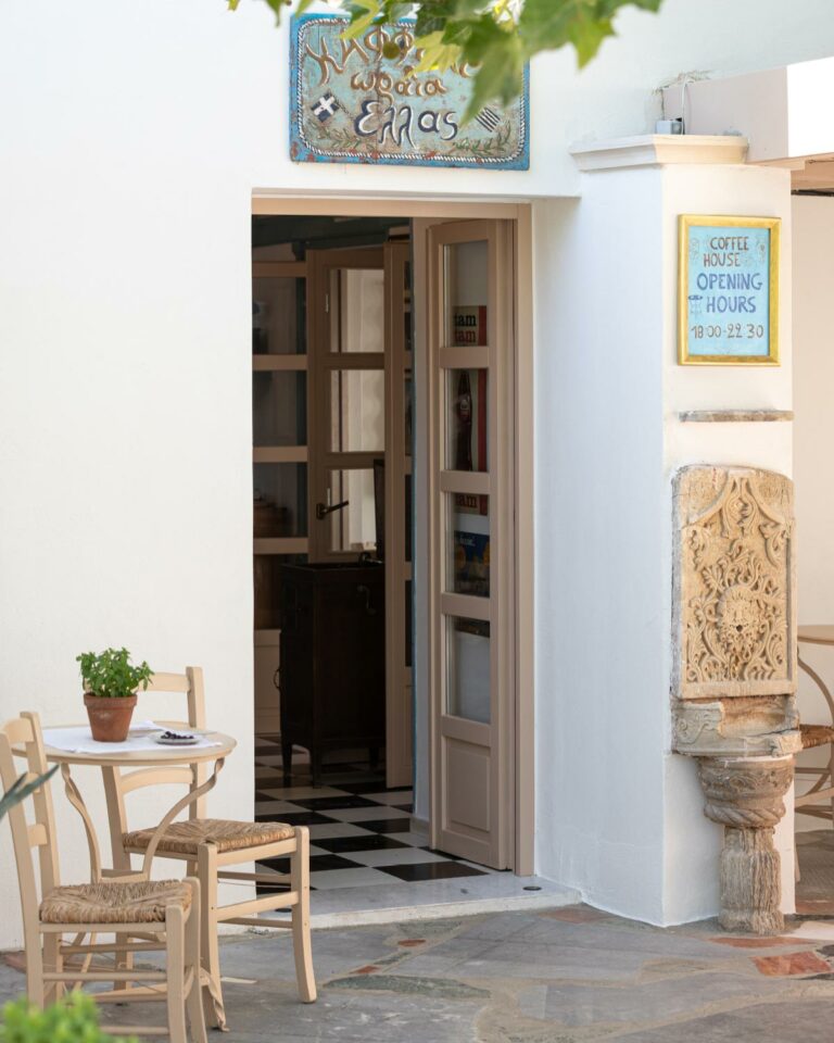 Traditional Greek kafeneion setting at Grecotel Creta Palace