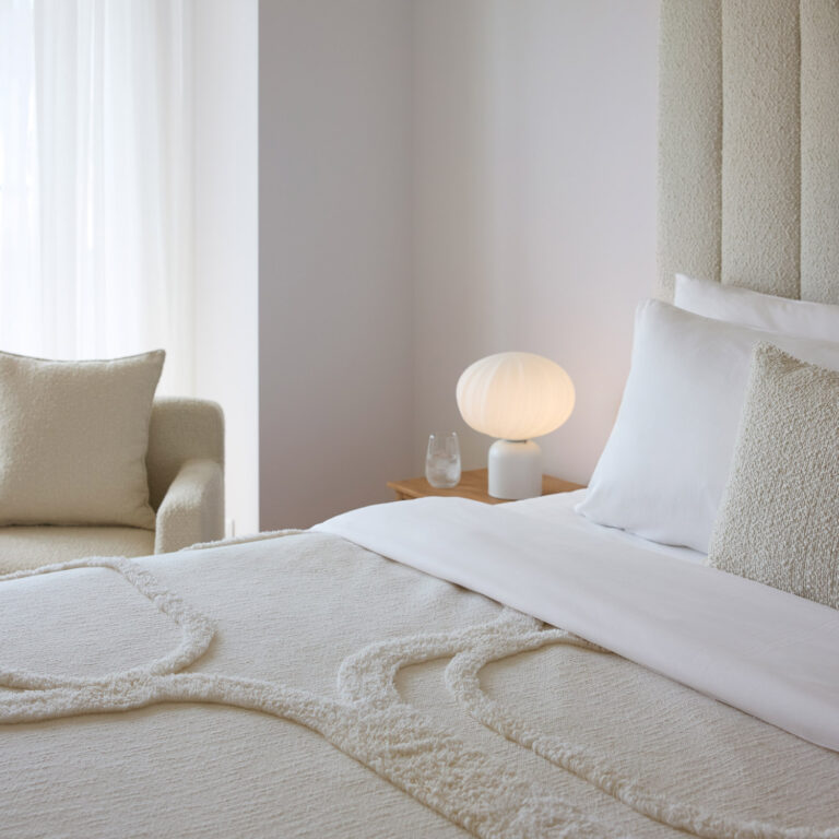 Bedroom detail in the Superior Panoramic Room at Filoxenia Kalamata