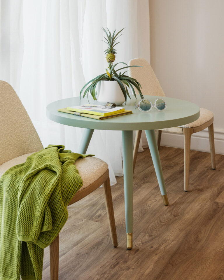 Dining area details in the Deluxe Family Suite with garden patio