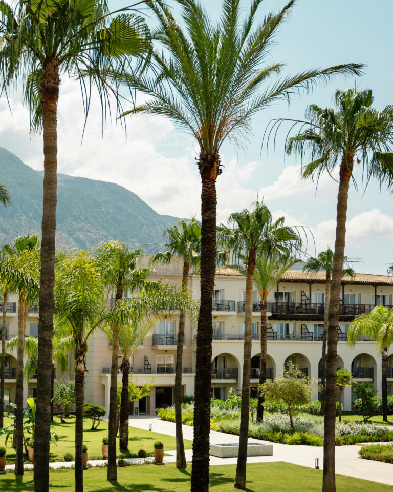 Palm garden and accommodation buildings at Filoxenia Kalamata