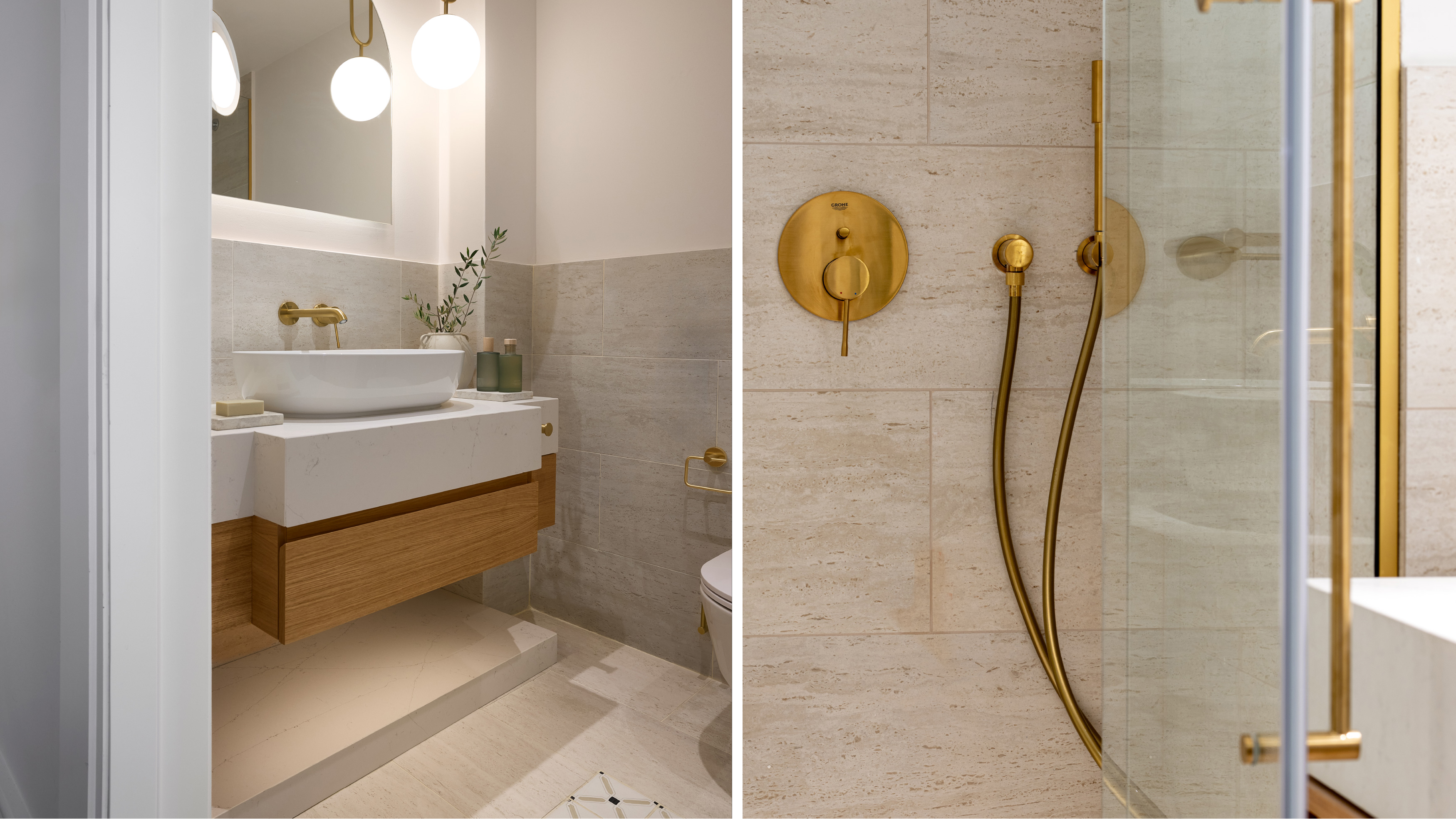 Bathroom details in the Superior Panoramic Side Sea View Room