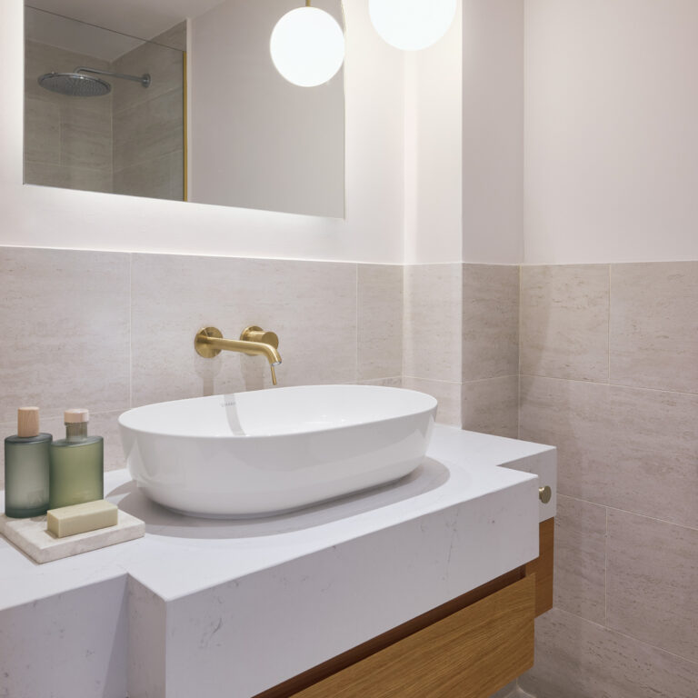Modern bathroom details in the Two Bedroom Luxury Suite at Filoxenia Kalamata