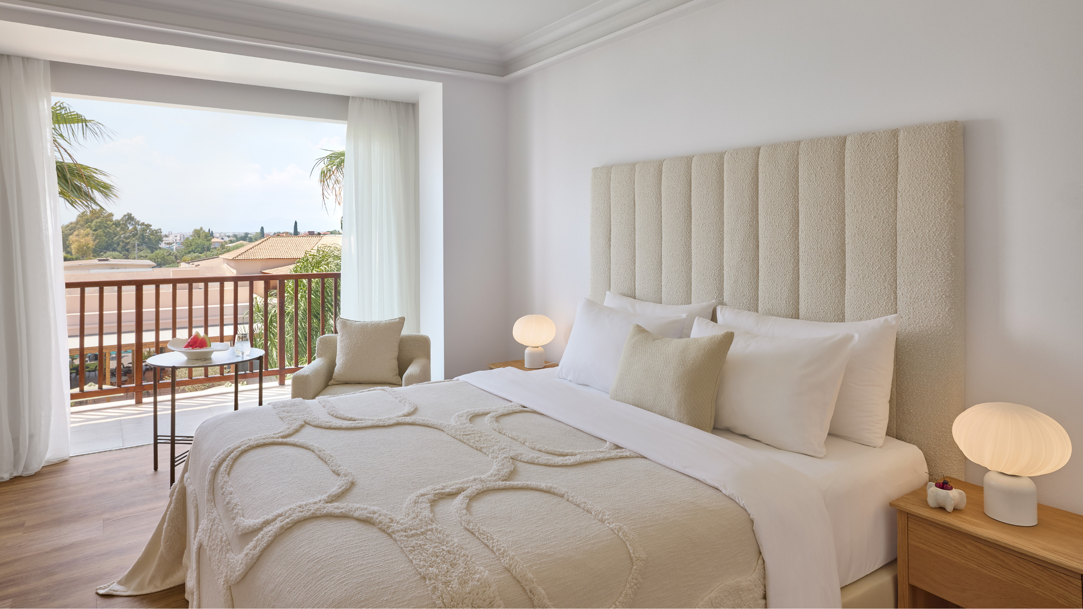Bedroom details in the Two Bedroom Luxury Suite at Filoxenia Kalamata