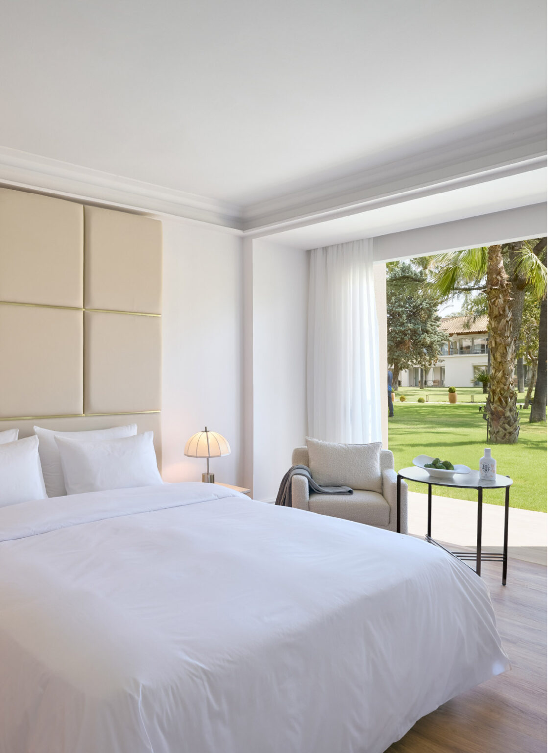 Two Bedroom Luxury Suite bedroom overlooking the landscaped gardens