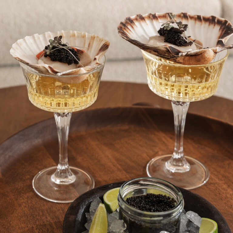 Welcome drinks and hospitality amenities in suite