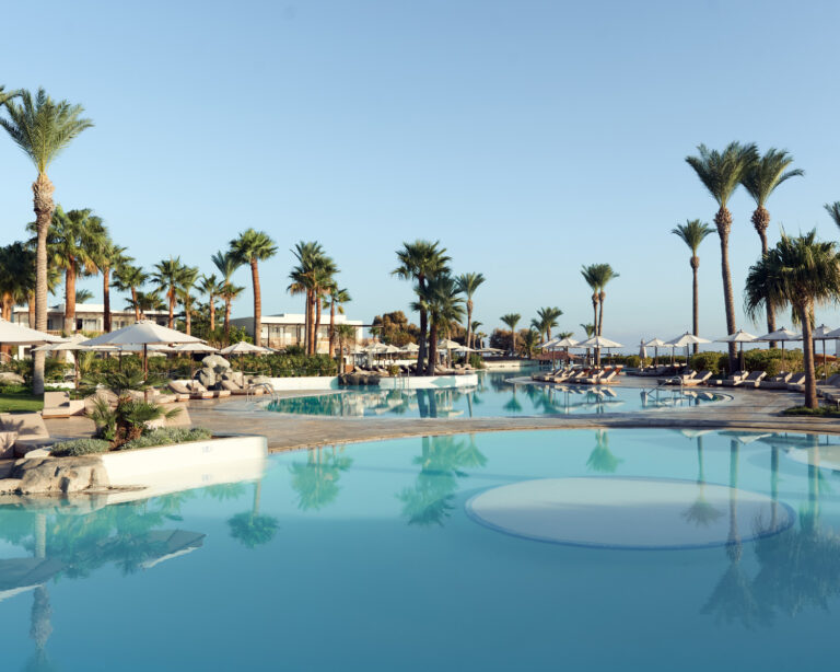 Pool with palm trees at LUXME Kos