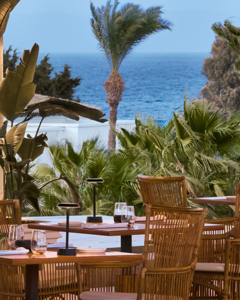 Finicia restaurant dining area at LUXME Kos