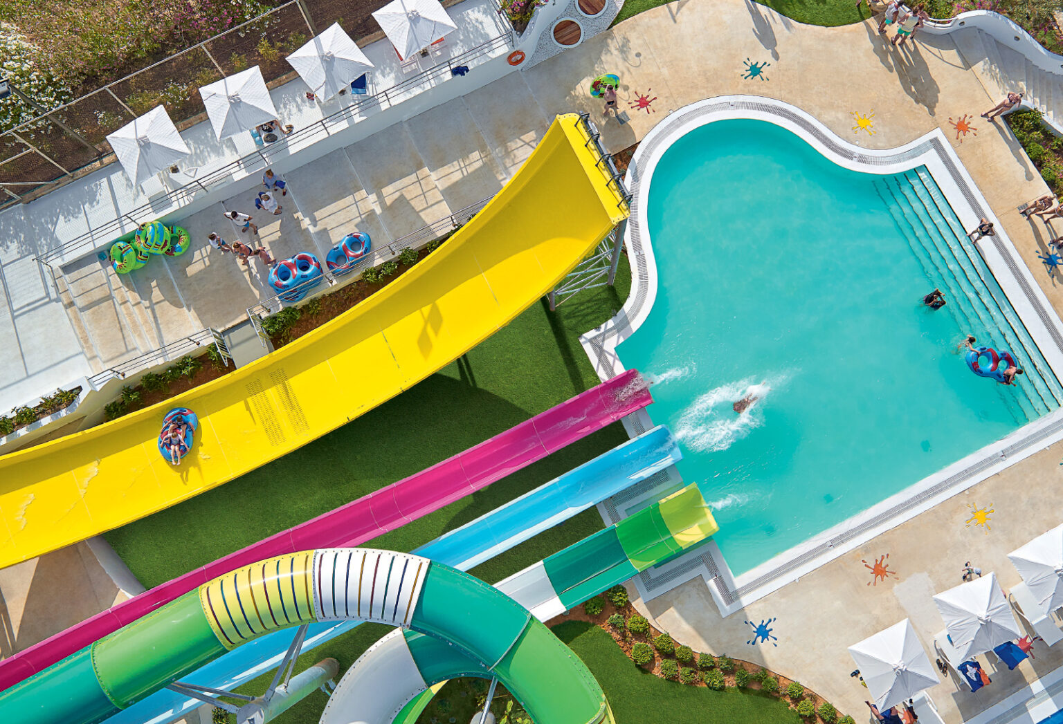 Grecotel Marine Palace Aqua Park with water slides and pools in Crete.