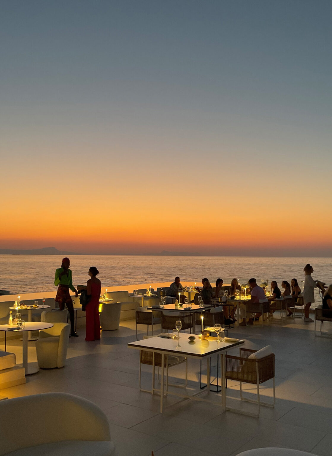 Wedding ceremony setup on The White Terrace at Grecotel LUXME White Crete.