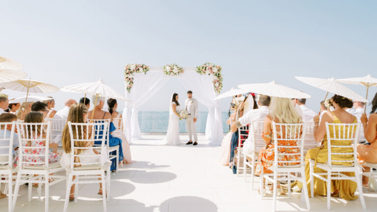 Wedding or vow renewal ceremony setup at Grecotel LUXME White Crete.