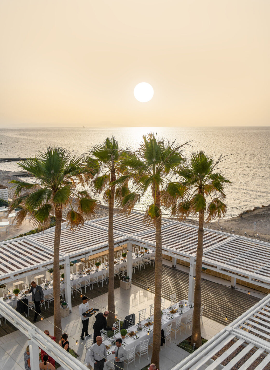 Wedding dining setup at Tavernaki at Grecotel LUXME White Crete.