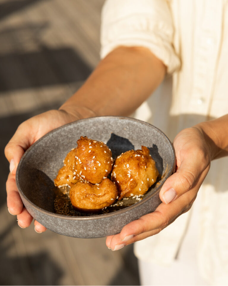 Fried seafood bites served at Lobsteria at Grecotel LUXME White Crete.