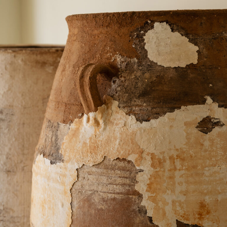Traditional Cretan pithoi jar collection.