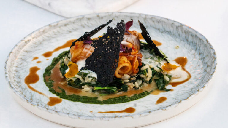 Gourmet dish prepared for a gastronomy workshop at Grecotel LUXME White Crete.