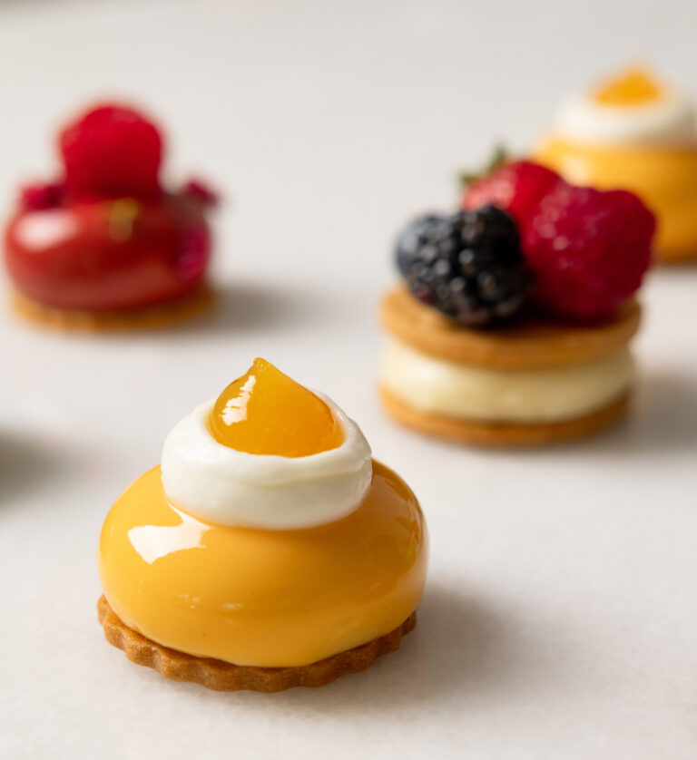 Assorted fruit pastries at Grecotel LUXME White.